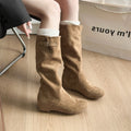 Khaki Nubukleder Spitzstiefel Damen