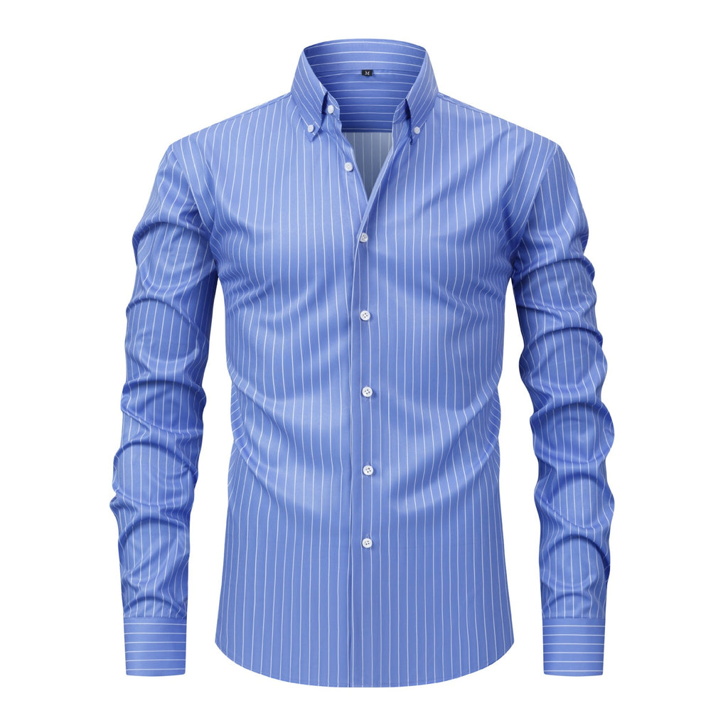 Herren Hemd gestreift mit Revers und langen Ärmeln – Bild 8 | LuxeStyle