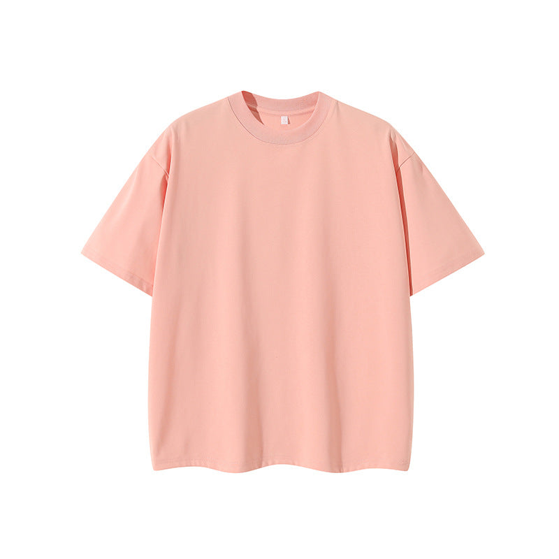 Doppelgarn Kurzarm Baumwoll-T-Shirt