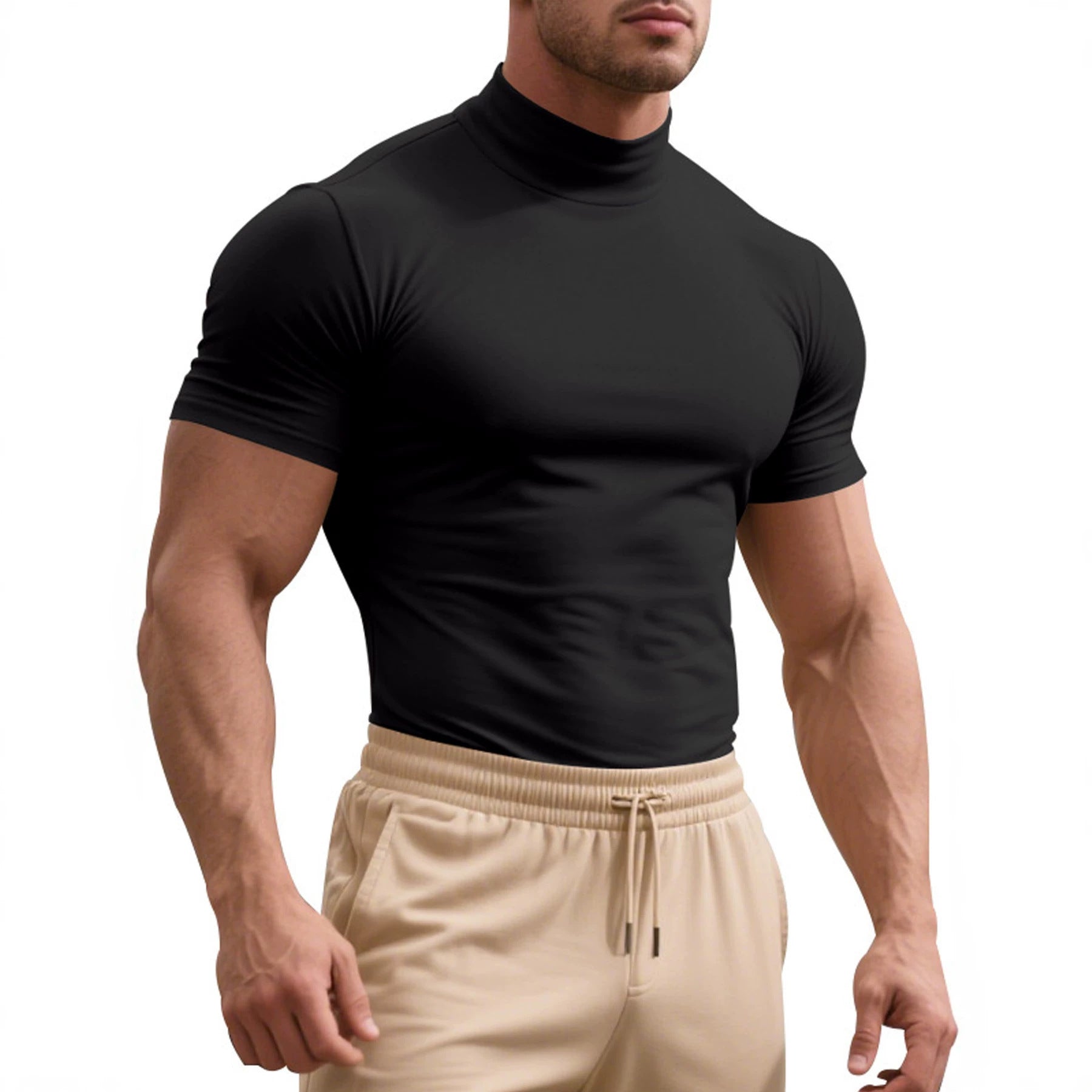 Stretch-T-Shirt mit Rollkragen