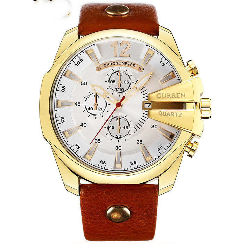 Quarz-Uhr mit Lederarmband, 30 m wasserdicht – Bild 2 | LuxeStyle