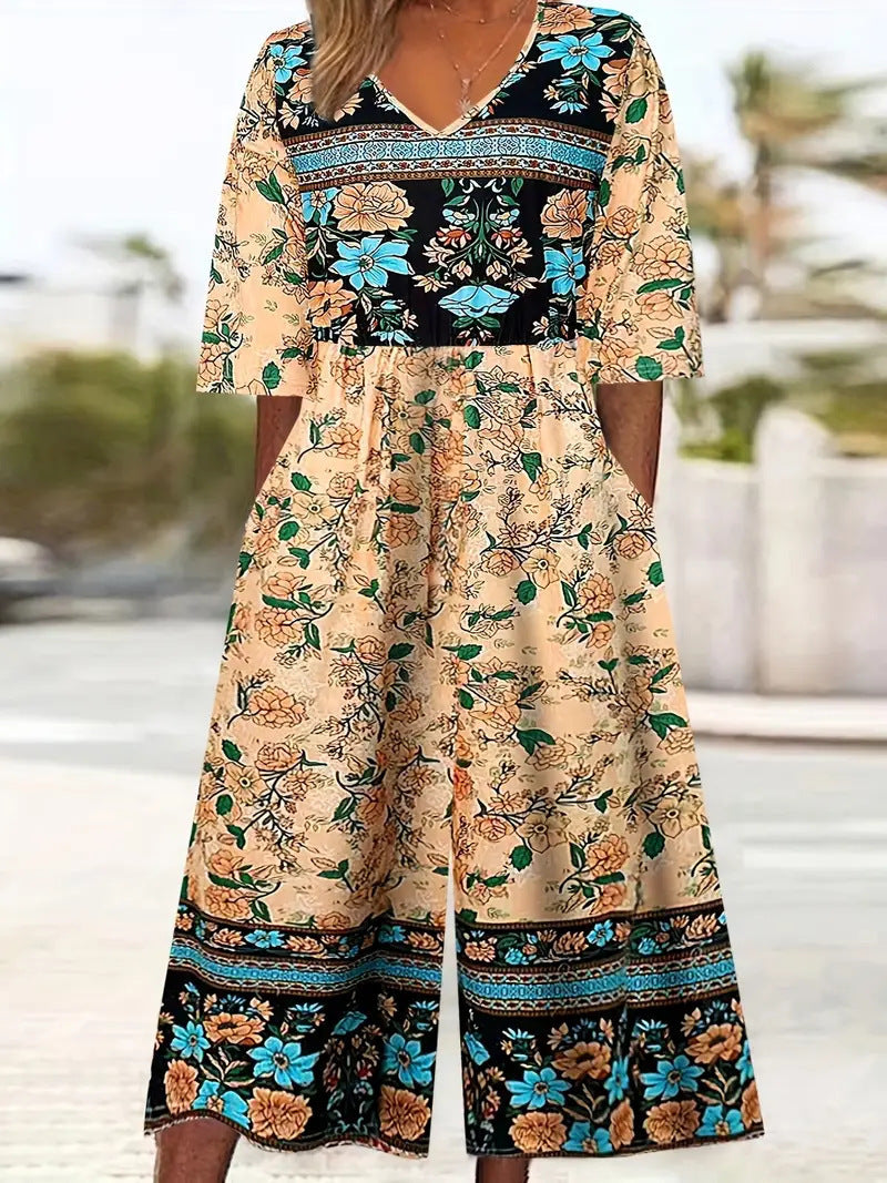 Eleganter ärmelloser Jumpsuit mit Print