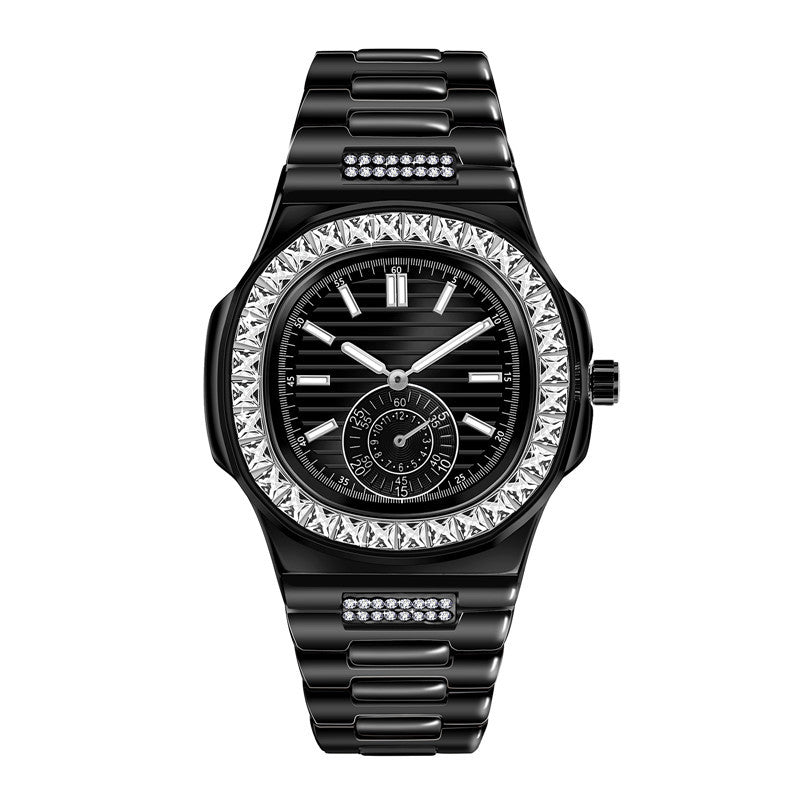 Herrenuhr mit Legierungsband und Strass-Akzenten – Bild 6 | LuxeStyle