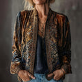 Bohemian Cardigan mit Langarm und Geometermuster