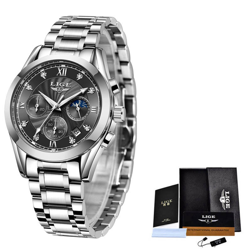 Herren Business Quarzuhr mit Mondphase | LuxeStyle