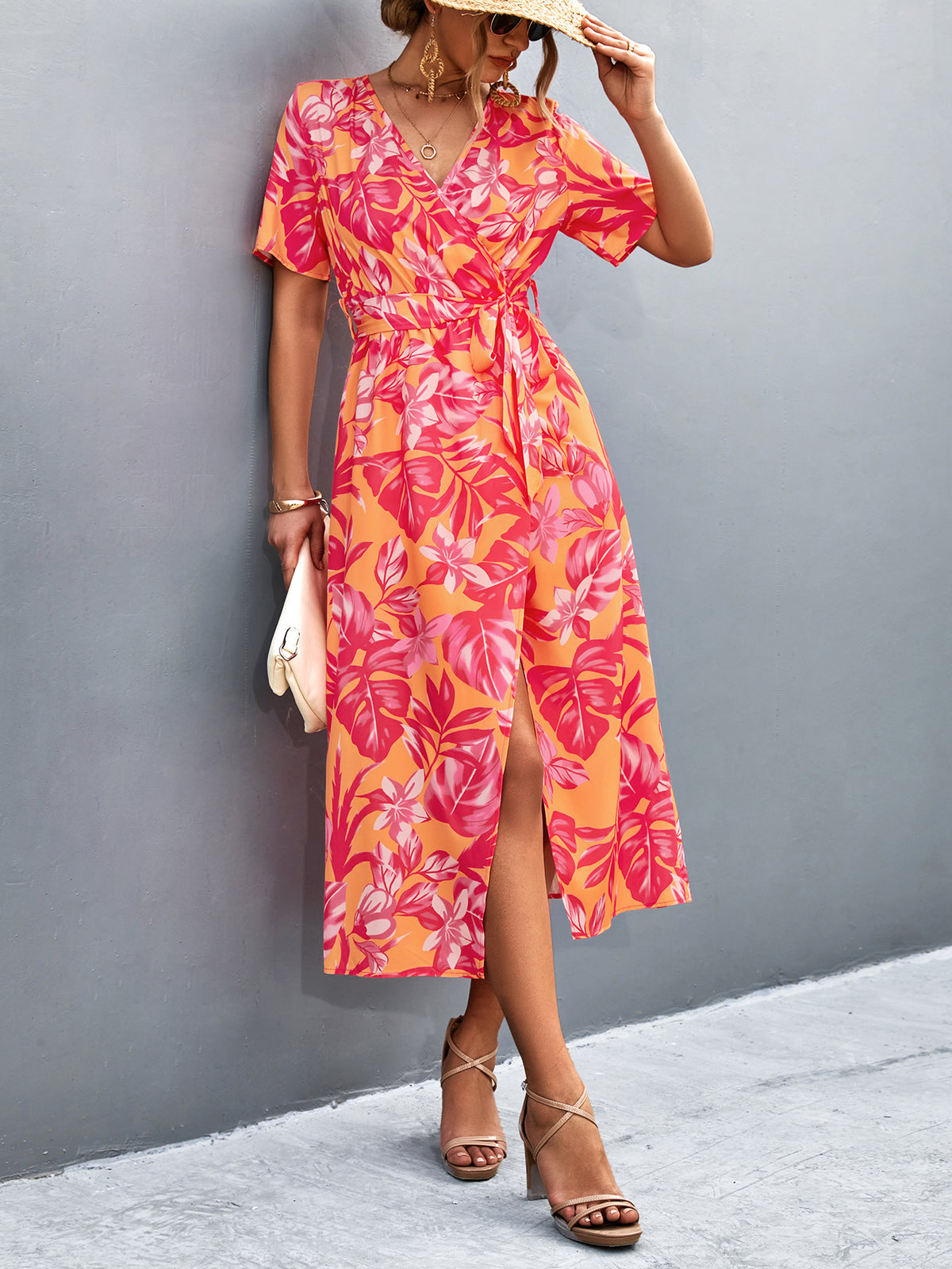 Geblümtes A-Linien-Kleid mit Schnürung – Bild 4 | LuxeStyle