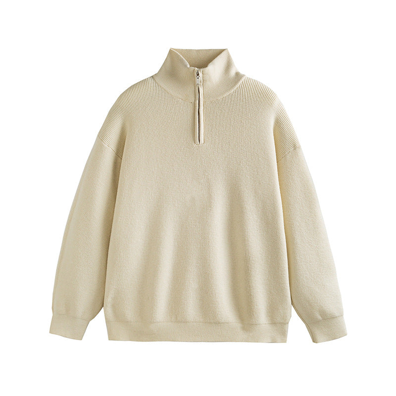 Senior-Style Pullover mit Halb-Reißverschluss