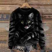Weihnachts-Katze Crew-Neck Pullover Damen