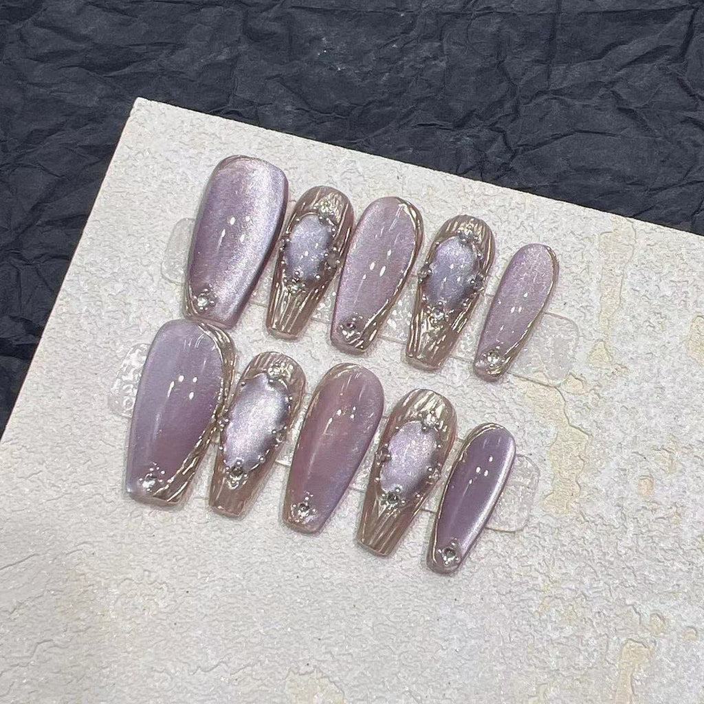 Handgemachte Press-On Nägel «Purple Buccellati» – Ansicht 2