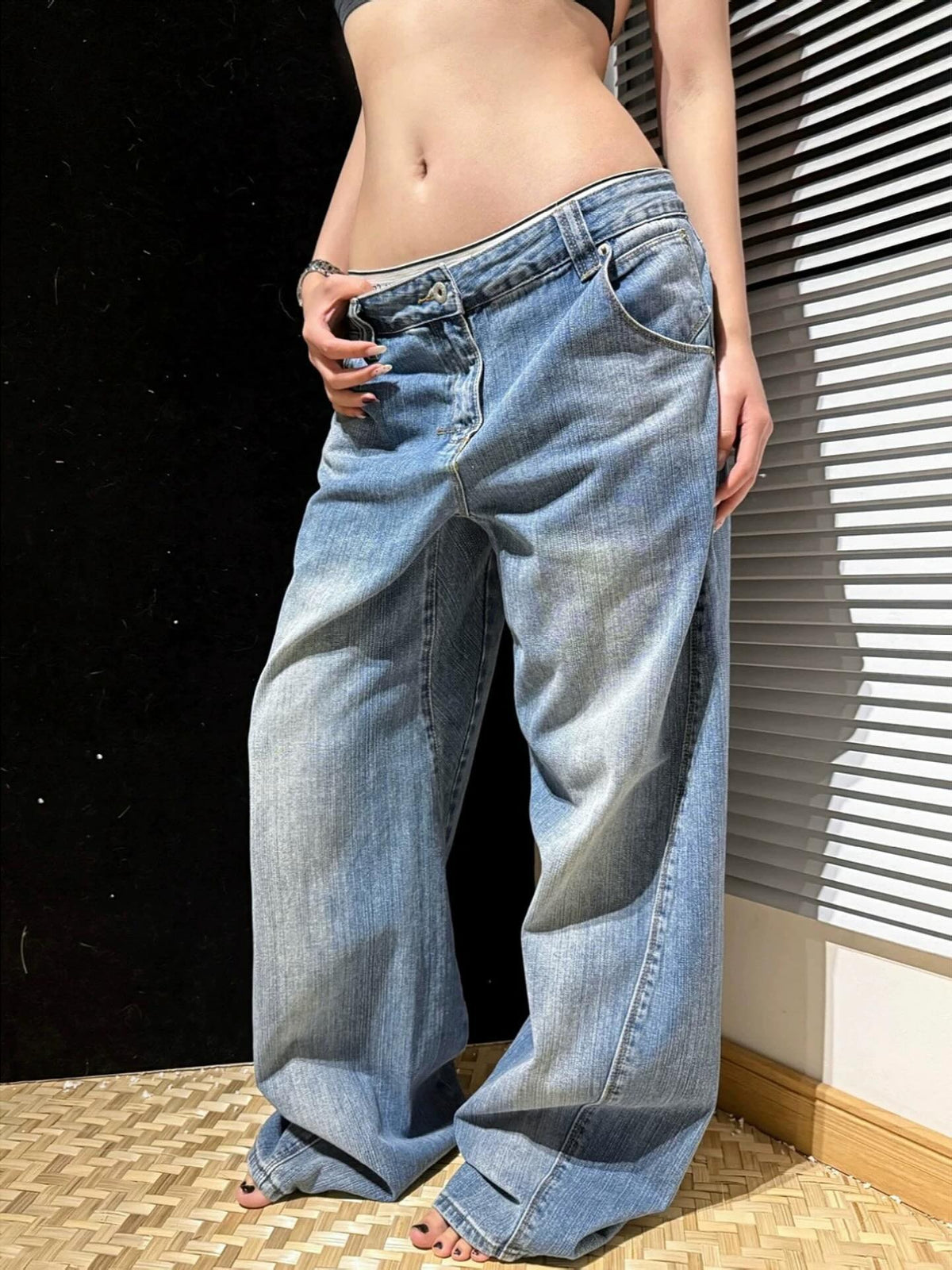 Retro Cropped Jeans für Damen