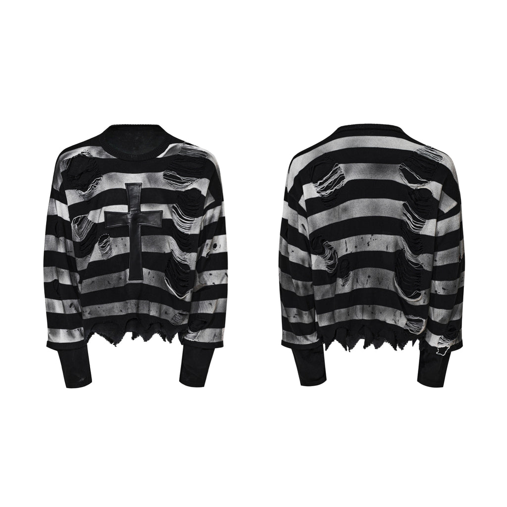 Herren Strickpullover mit Kreuz-Patchwork
