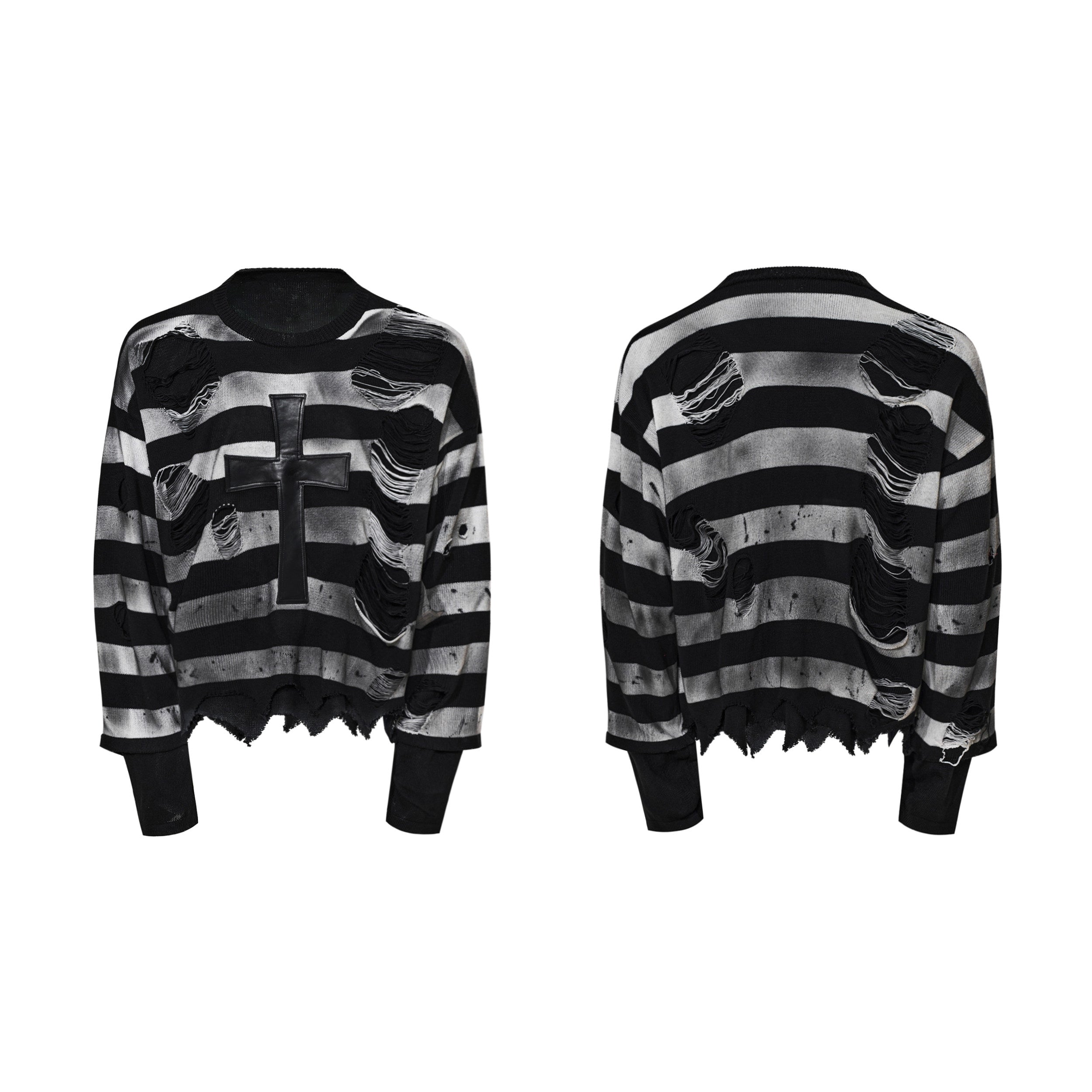 Herren Strickpullover mit Kreuz-Patchwork