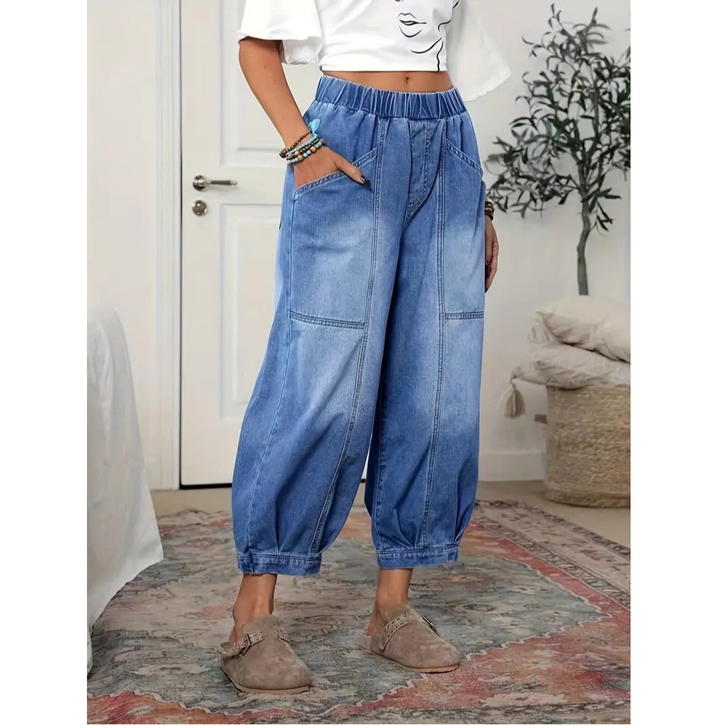 Retro-Denim-Caprihosen
