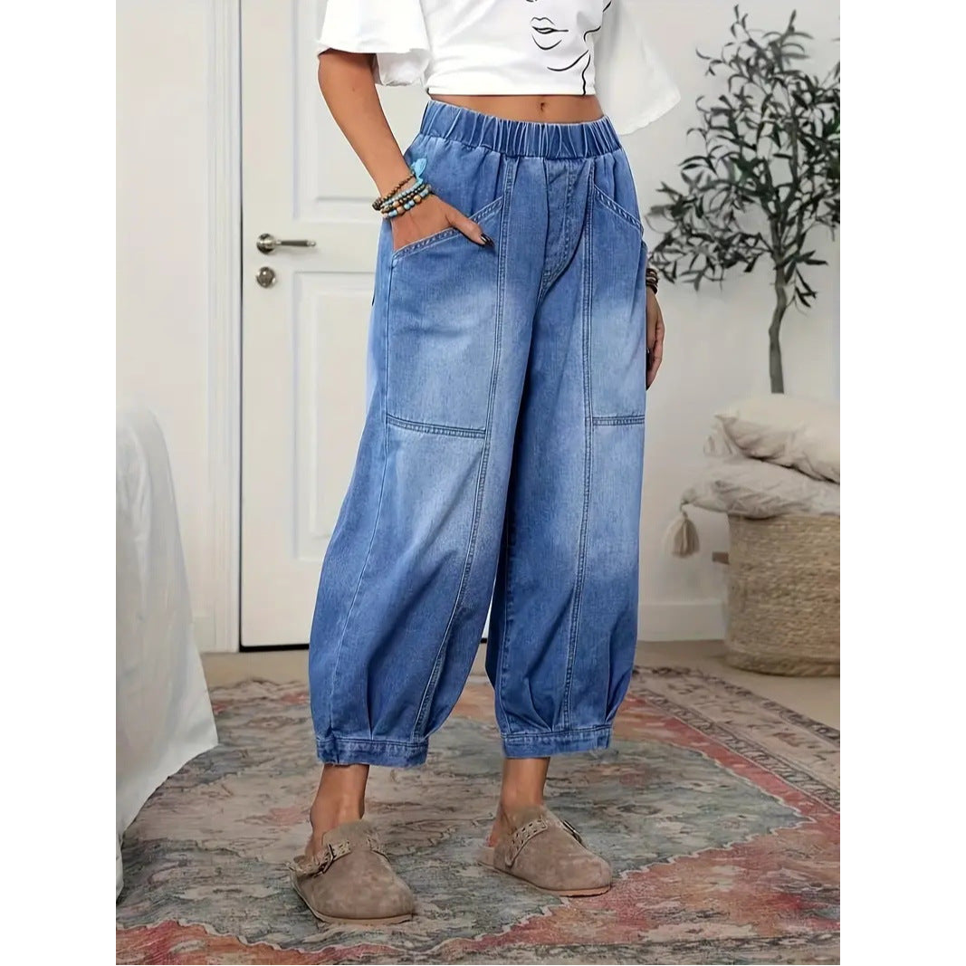 Retro-Denim-Caprihosen
