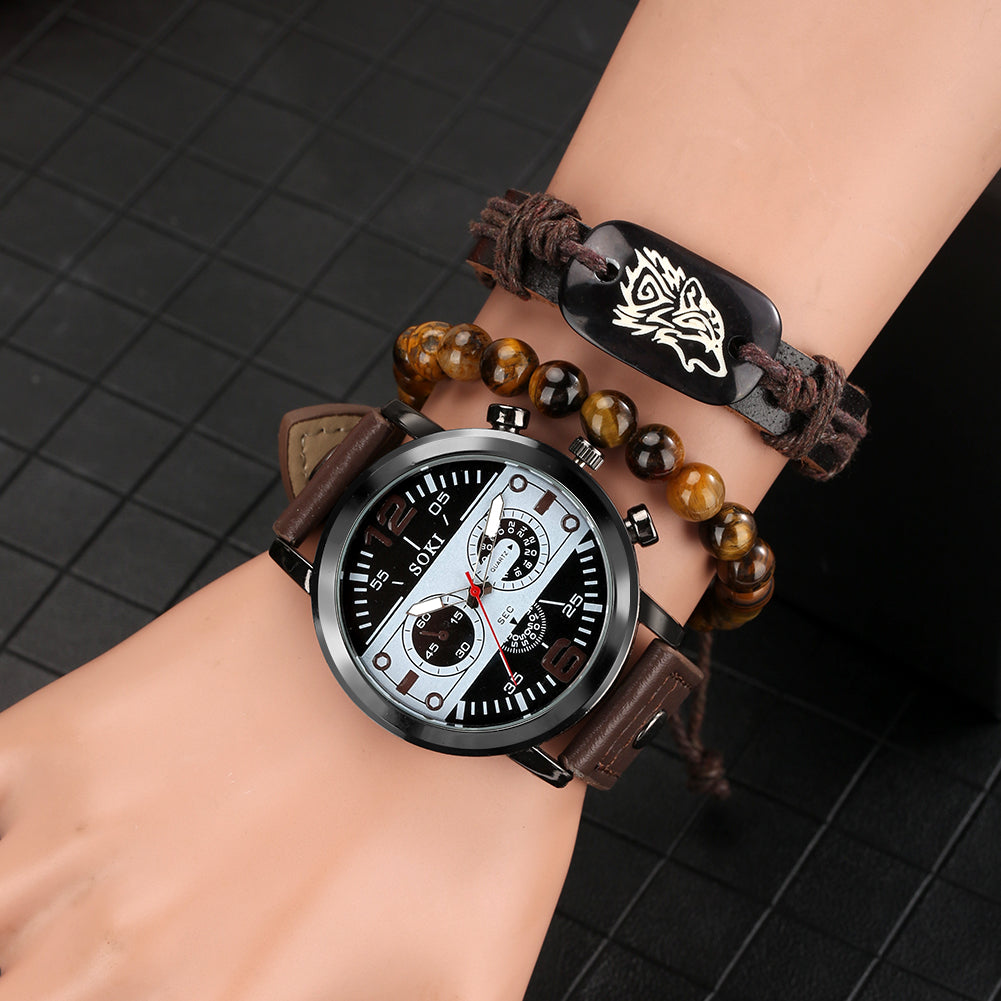 Herren Quarz-Armbanduhr mit Armband-Geschenkset – Bild 3 | LuxeStyle