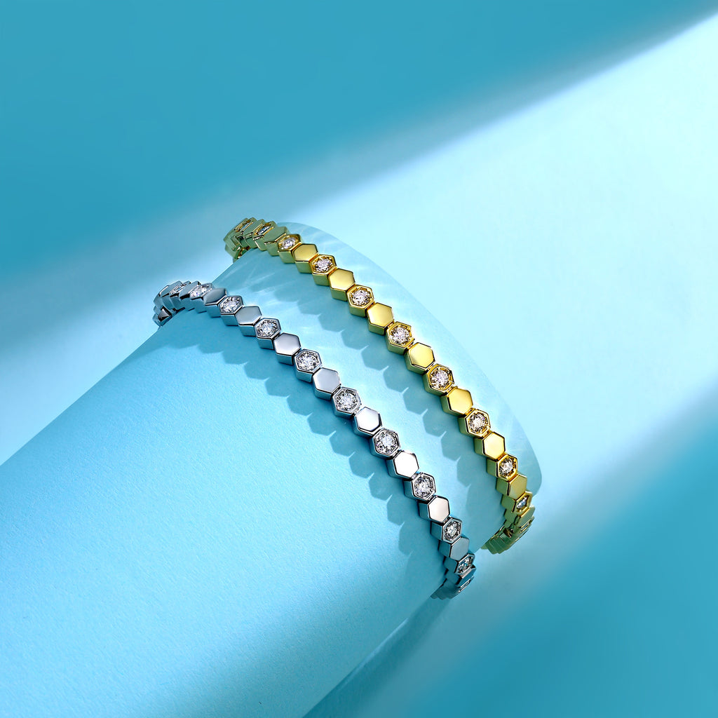 Moissanite Tennis Armband, Hexagonal