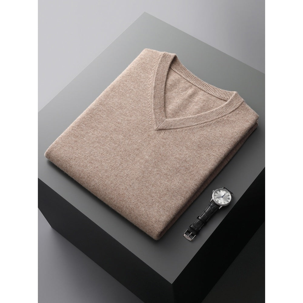 V-Ausschnitt Strickpullover aus Wolle