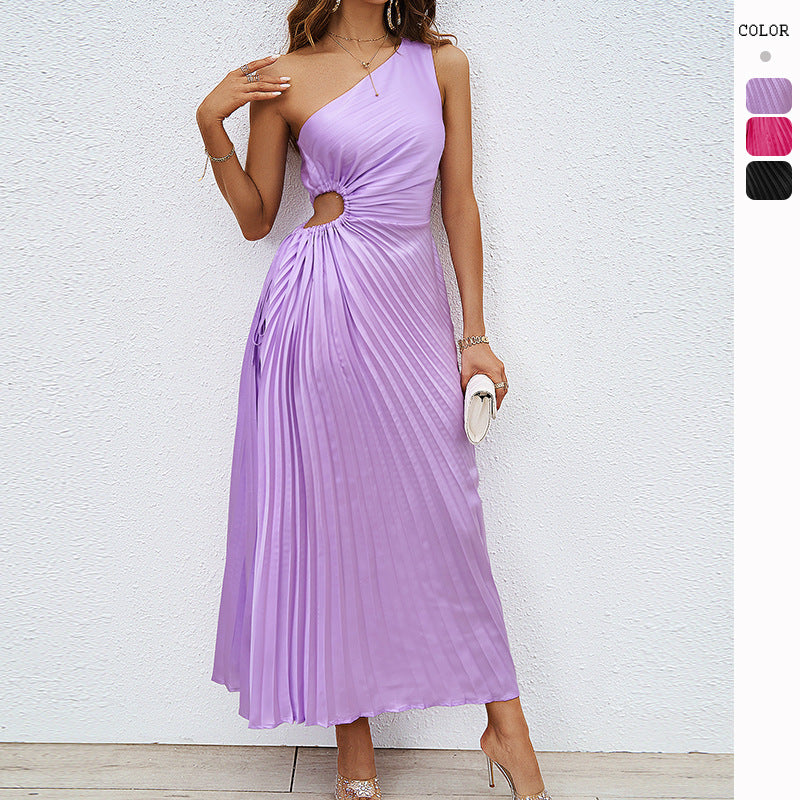Damen One-Shoulder Plissee Kleid – Bild 4 | LuxeStyle