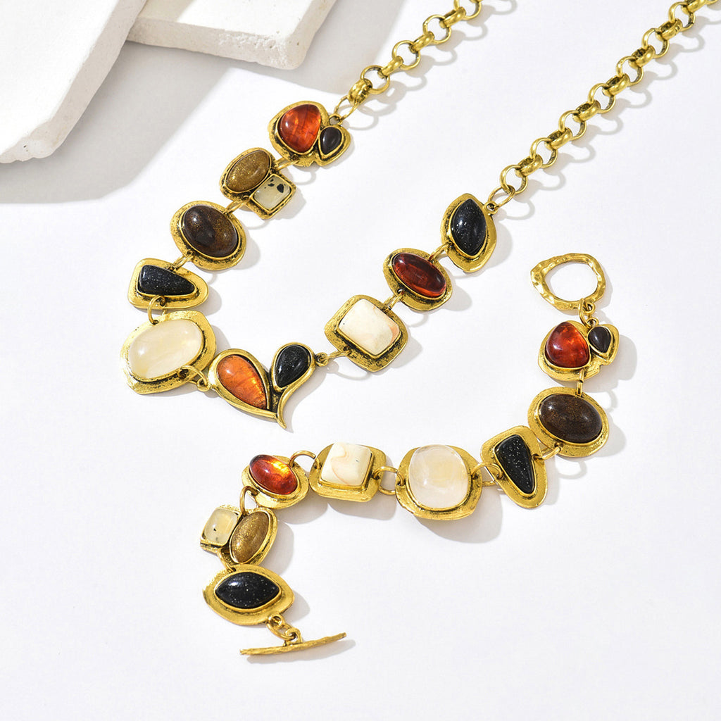Geometrisches Schmuckset mit Kubischen Zirkonia – Passendes Halsketten