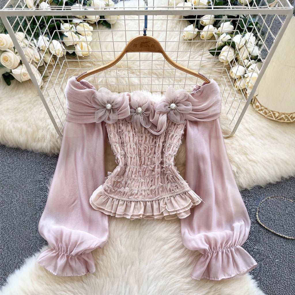 Off-Shoulder-Bluse mit Blumenmotiv – Bild 1 | LuxeStyle