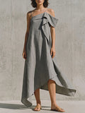 Asymmetrisches Off-Shoulder Kleid mit unregelmässigem Saum – Bild 10 | LuxeStyle