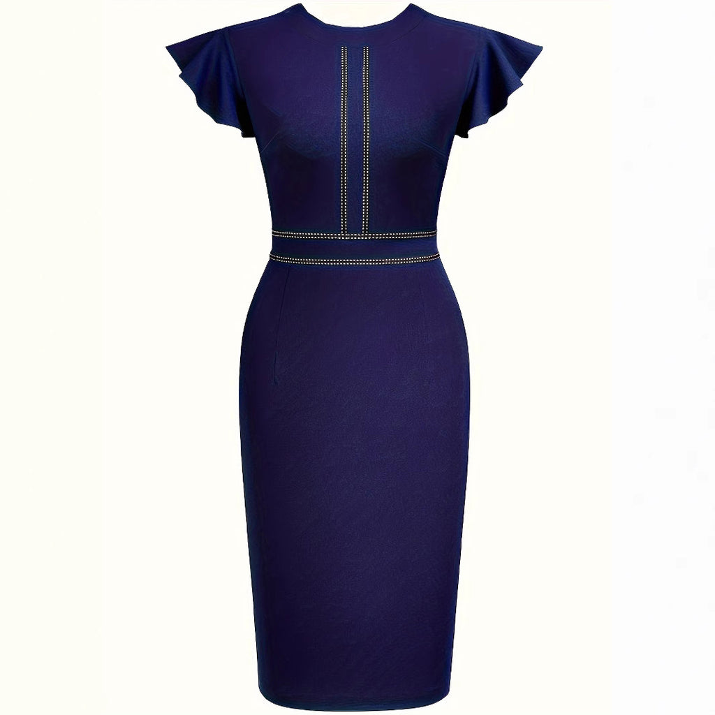Farbblock-Midi-Kleid
