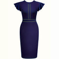 Farbblock-Midi-Kleid