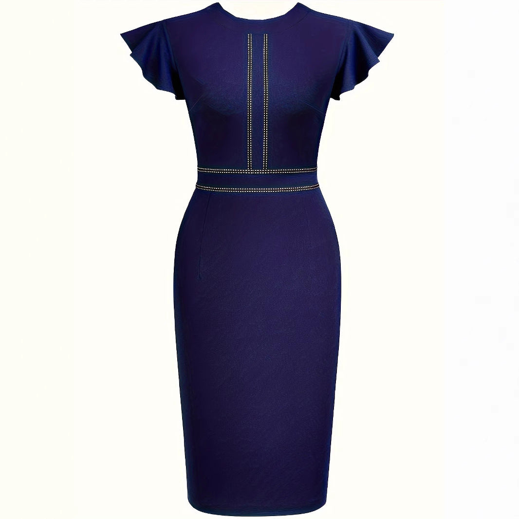 Farbblock-Midi-Kleid