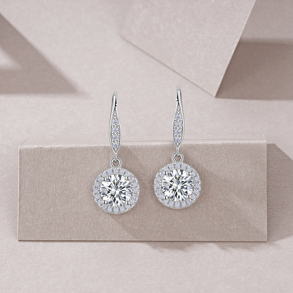 Moissanit-Ohrhänger «Halo» 1 ct · 925 Silber