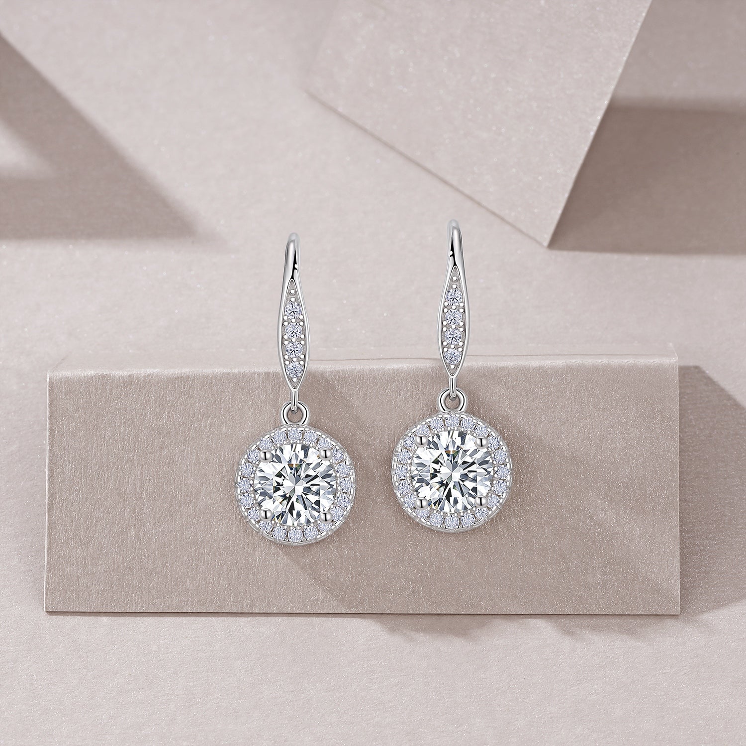 Moissanit-Ohrhänger «Halo» 1 ct · 925 Silber