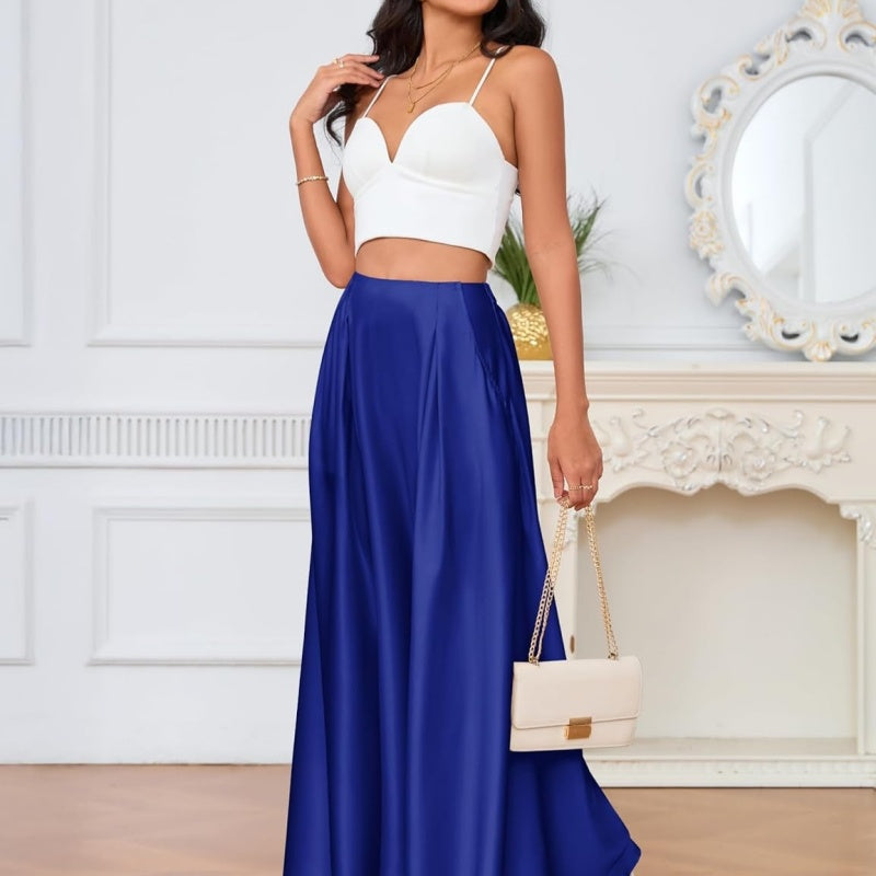 Eleganter Satin A-Linien Rock für Damen – Ansicht 2