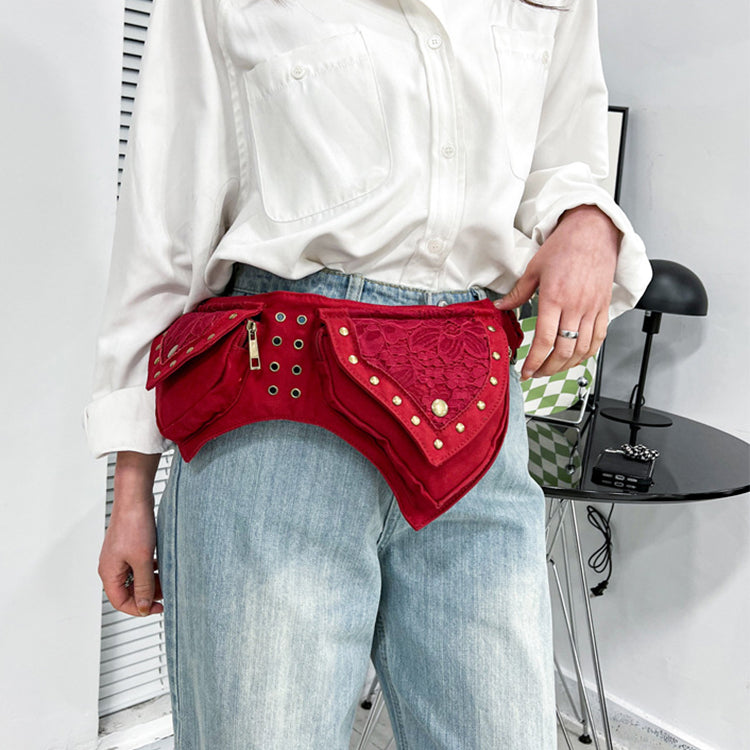 Vintage Hüfttasche Damen, strapslos aus Baumwolle
