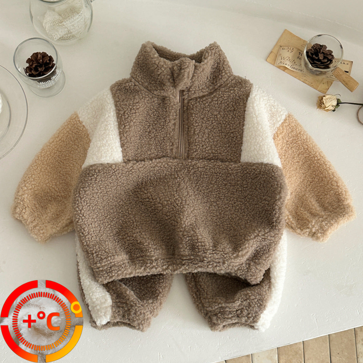 Baby Lammwolle Zweiteiler mit Stehkragen | LuxeStyle
