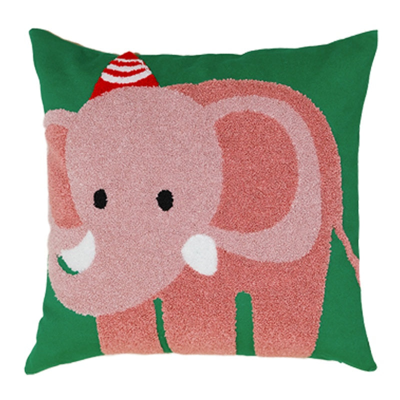 Tierisches Stickkissen aus Baumwoll-Canvas