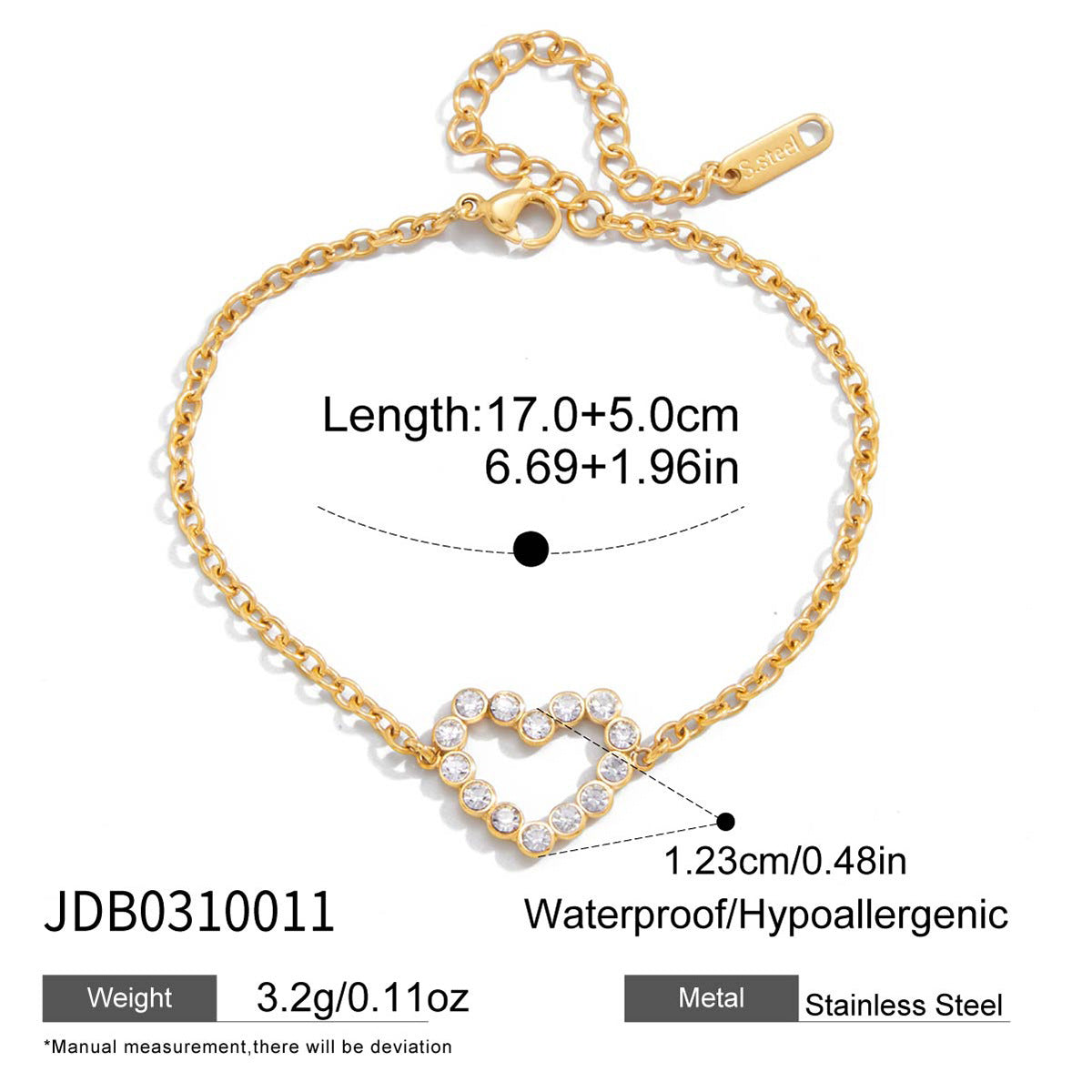 Stainless-Steel Herzschmuckarmband – Bild 5 | LuxeStyle