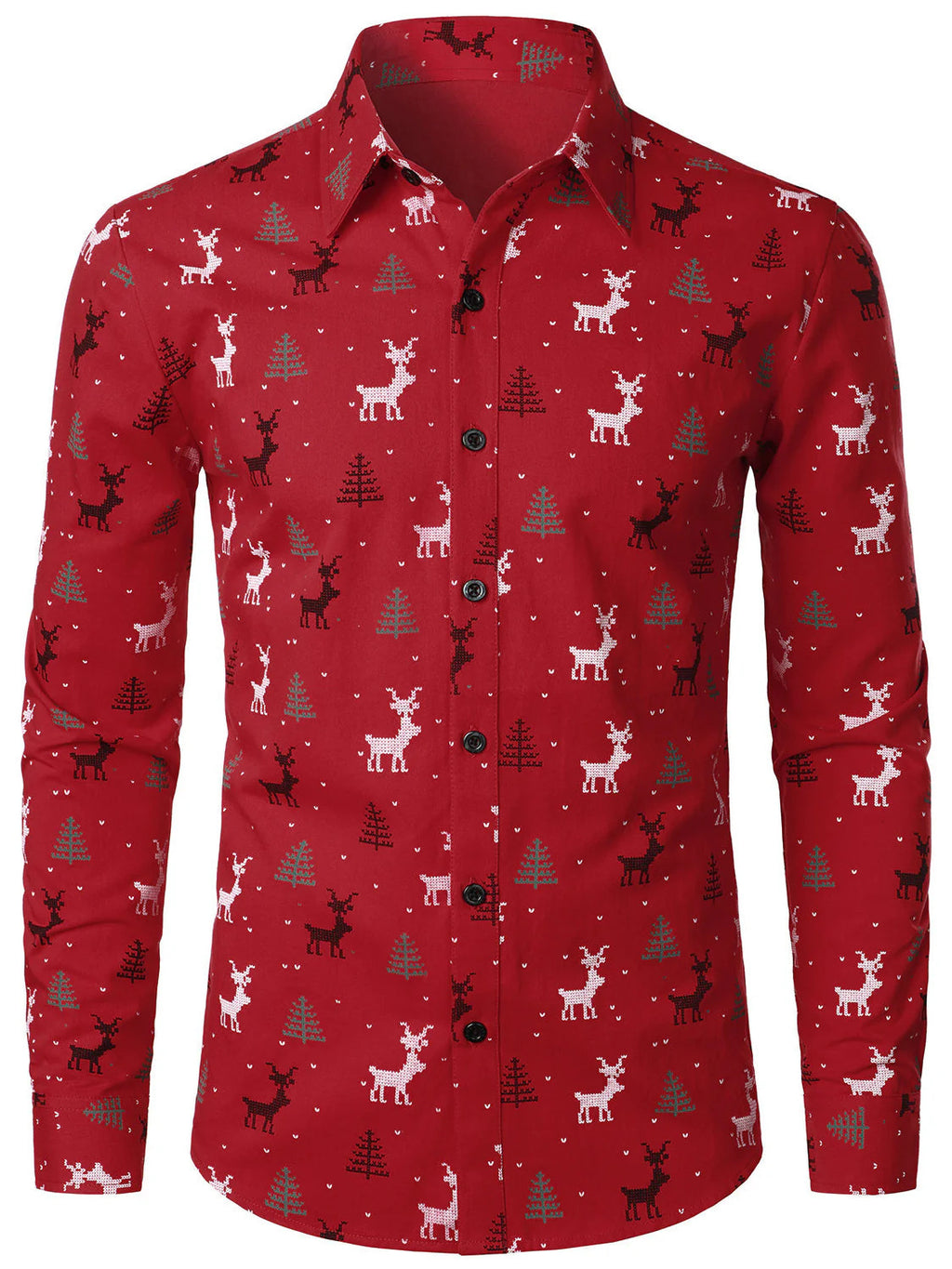 Herren-Langarmhemd mit Weihnachtsbaum-Muster – Bild 3 | LuxeStyle