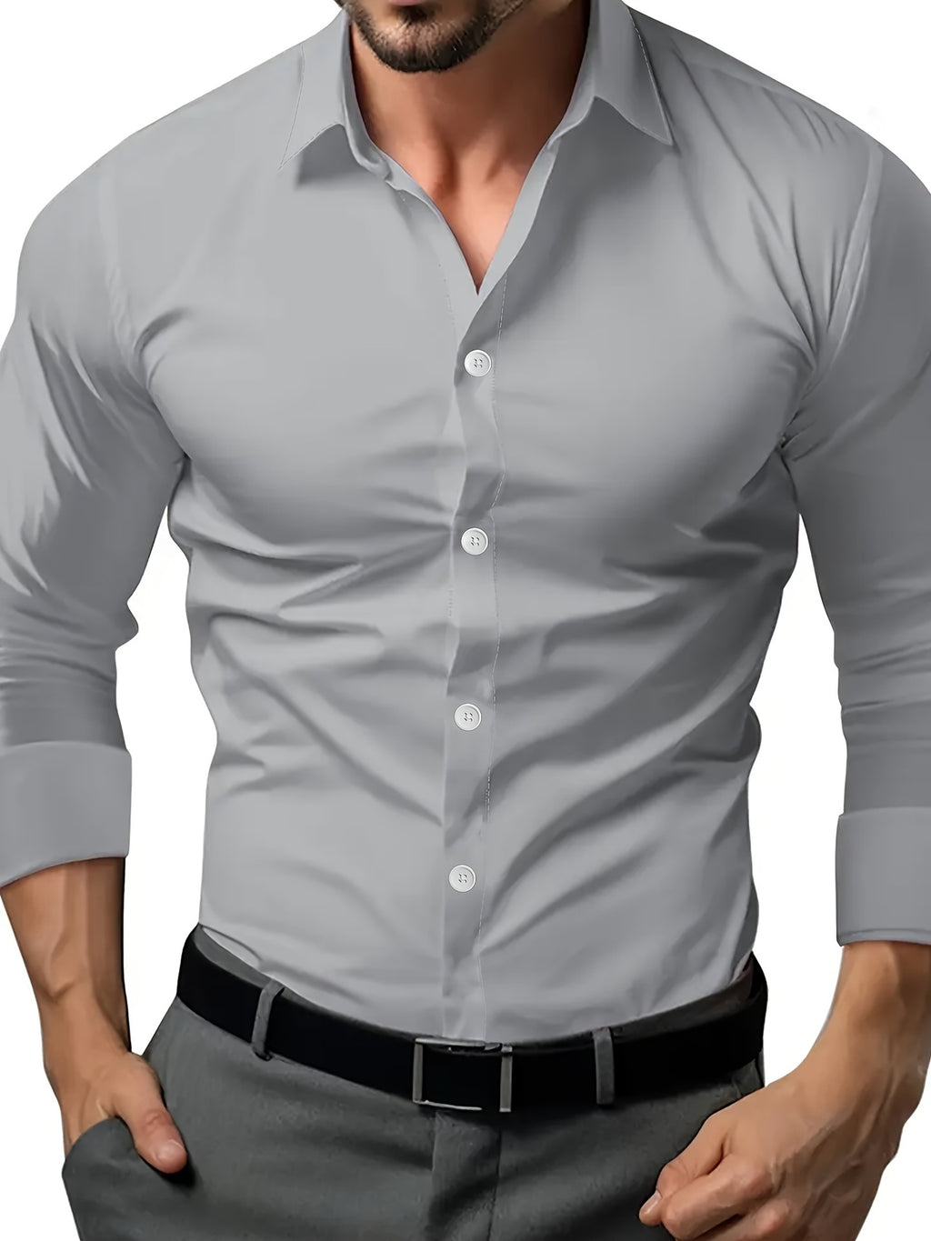 Halbtransparentes Kurzarmhemd aus Polyester – Bild 1 | LuxeStyle