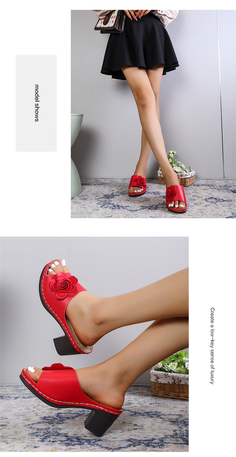 Keilabsatz-Sandalen mit Blumen-Applikation – Bild 8 | LuxeStyle