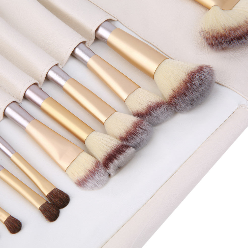 24er Make-up-Bürsten-Set Beige Champagne