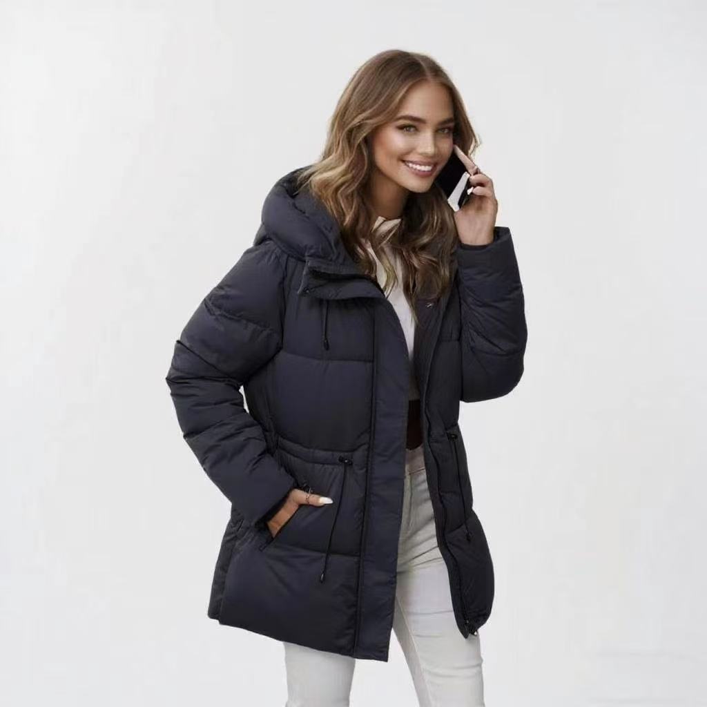 Mittellange Daunenjacke mit Baumwollfutter – Bild 4 | LuxeStyle