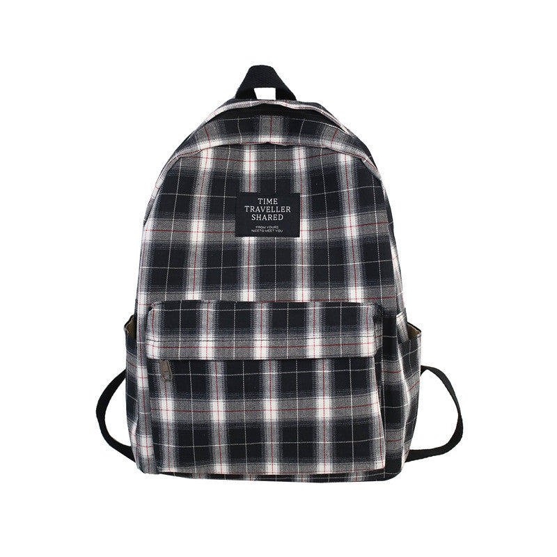 Koreanischer Plaid-Rucksack aus Canvas – Bild 3 | LuxeStyle