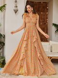 Elegantes Chiffonkleid mit Blumenprint und Spitze – Bild 6 | LuxeStyle