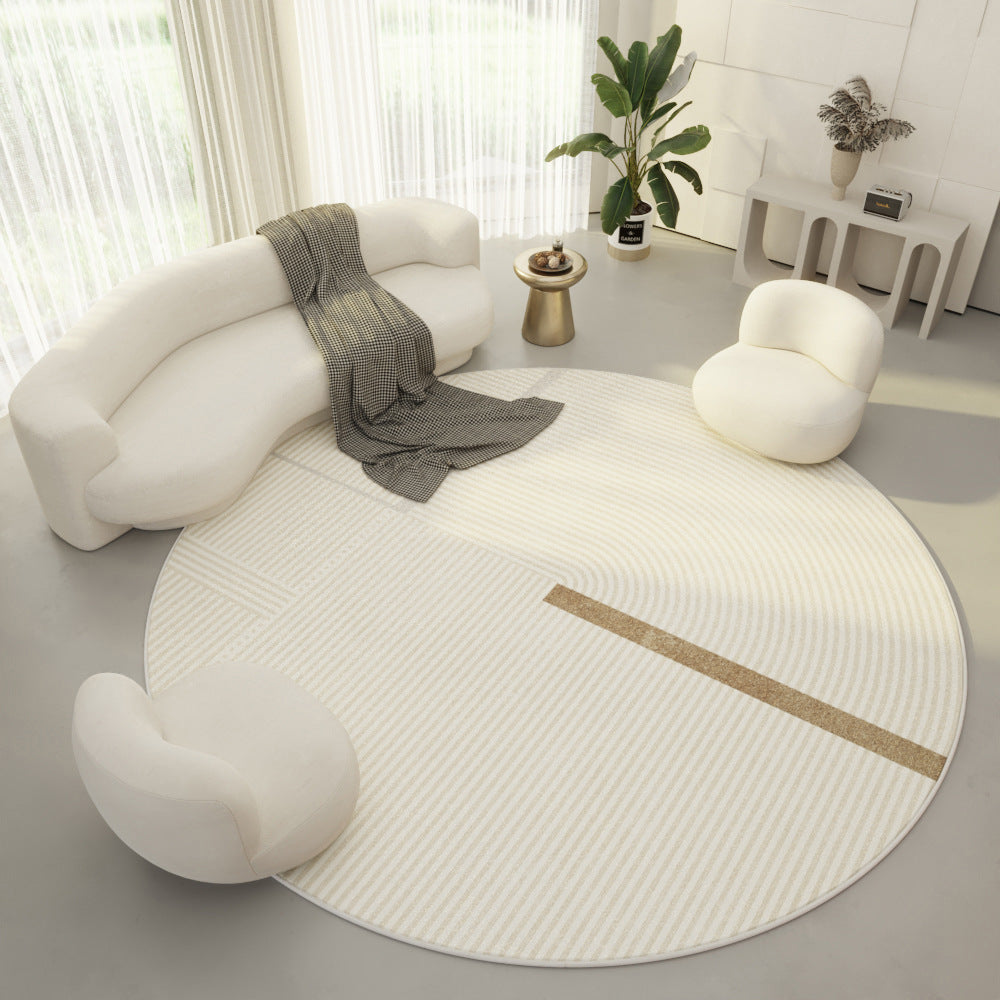 Runder Teppich Ring Samt Modern Creme