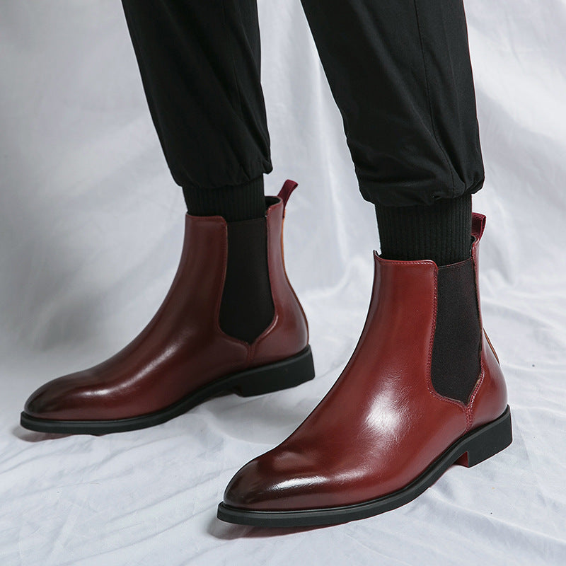 Herren Business High-Top Stiefel aus rotem Leder