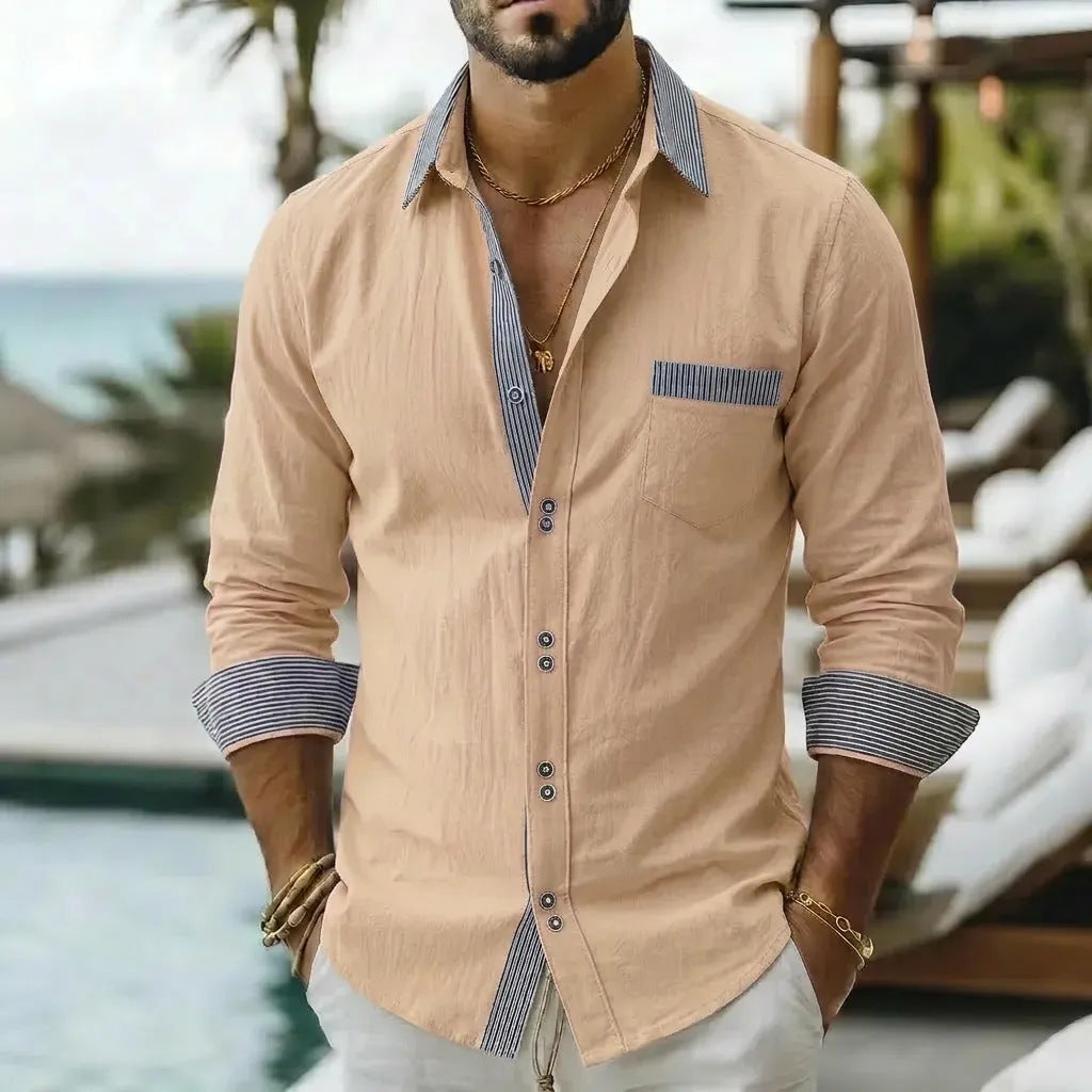 Herren Langarmhemd gestreift mit Doppelschnalle – Bild 12 | LuxeStyle
