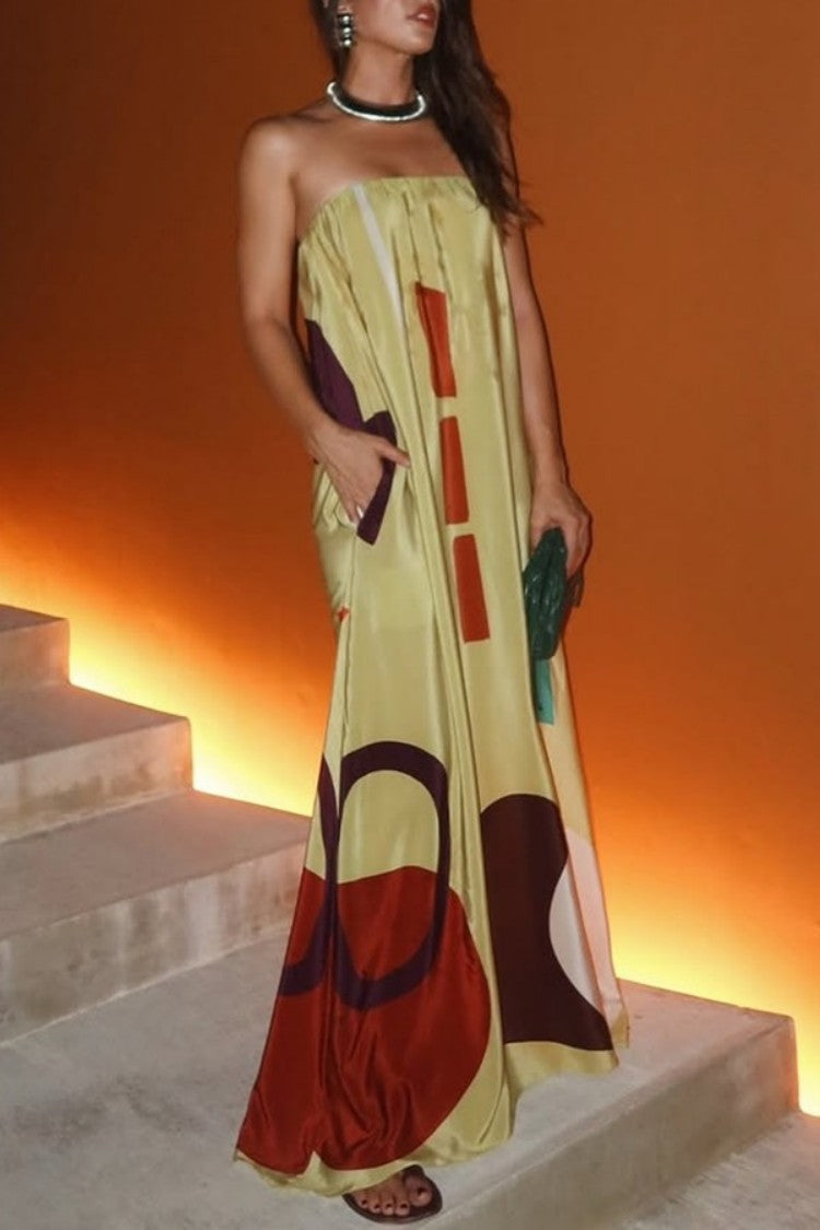 Gemustertes ärmelloses Kleid mit Taschen – Bild 2 | LuxeStyle