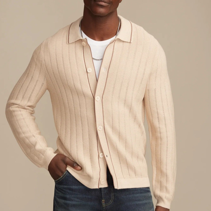 Strickpullover Polo-Stil Langarm – Ansicht 5