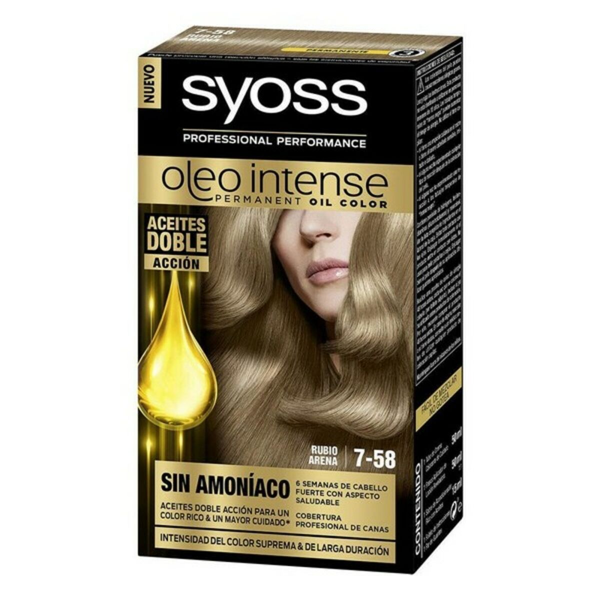 Dauerfärbung Syoss Olio Intense Sand Blond Nº 7,58 Platinblond Nº 7.58