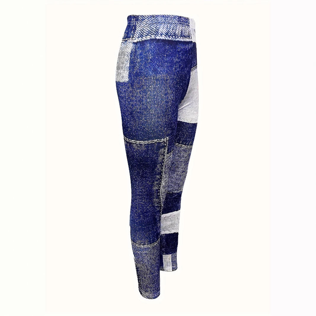 Karierte Color Block Leggings für Damen