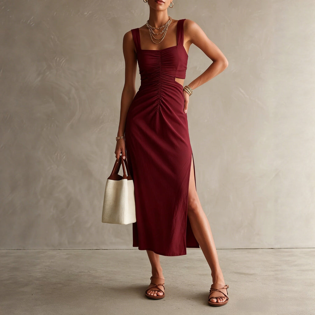 Elegantes ärmelloses Midikleid mit definierter Taille – Bild 5 | LuxeStyle